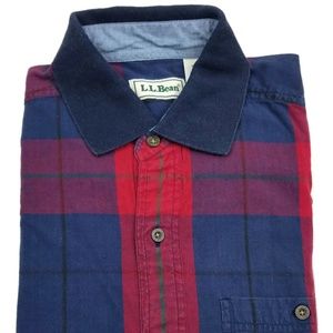 Vintage L L Bean Short Sleeve Plaid Shirt Medium M